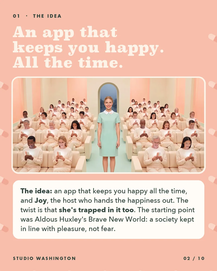 The idea. An app that keeps you happy. All the time.